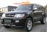 Накладка на передний бампер (квадр. птф) Mitsubishi Pajero 3 (2000-2002)